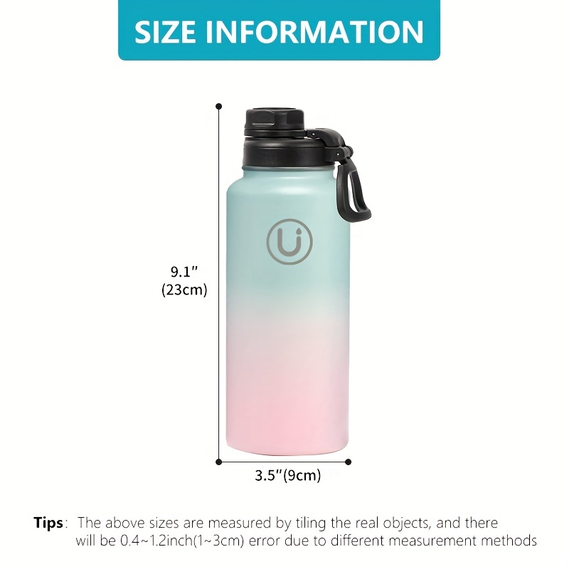  Botella de agua de acero inoxidable, Termo, Tapa con pajita, A prueba de fugas, Aislamiento sin BPA