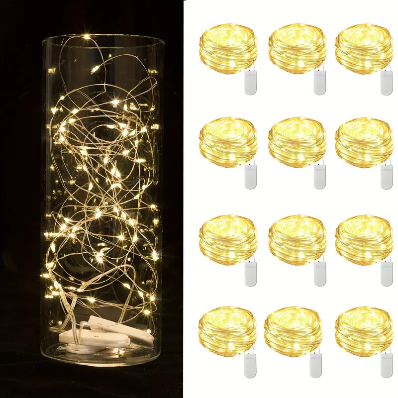 6 12pcs 6 56ft 20led fairy silver wire string lights battery powered mini led string lights for bottles indoor weddings parties gift boxes flower decorations white light warm light details 3