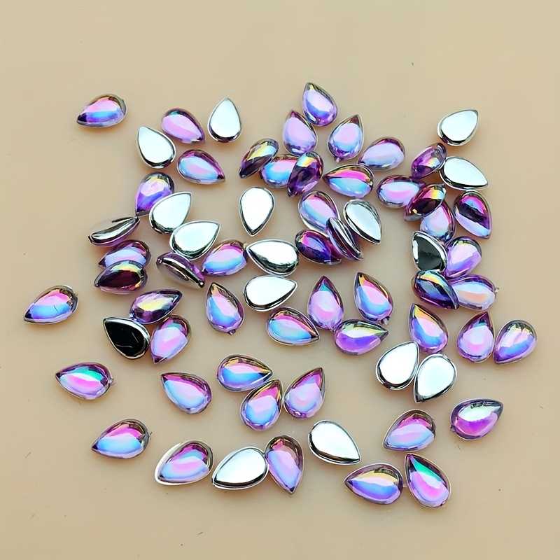 Ab Crystal Flat Back Water Drop Rhinestones Resin Gems Glue - Temu