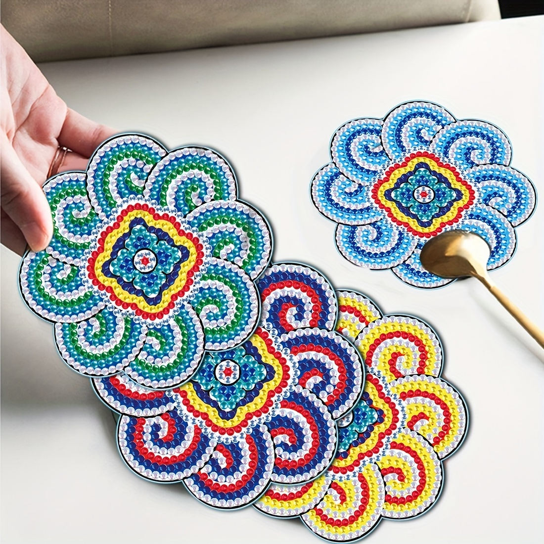 Artificial Diamond Painting Coasters Kit Mandala Artificial - Temu