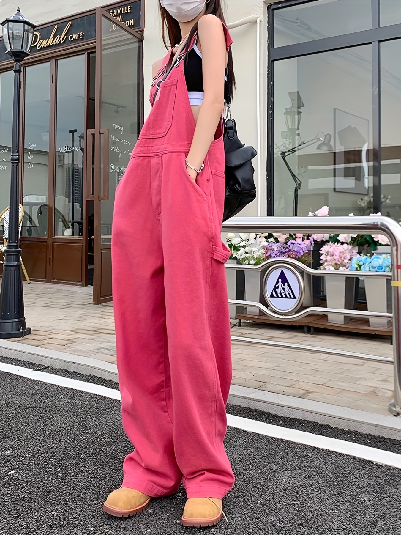 Button Pocket Overall Jumpsuit Mono Trabajo Casual Primavera - Temu Spain