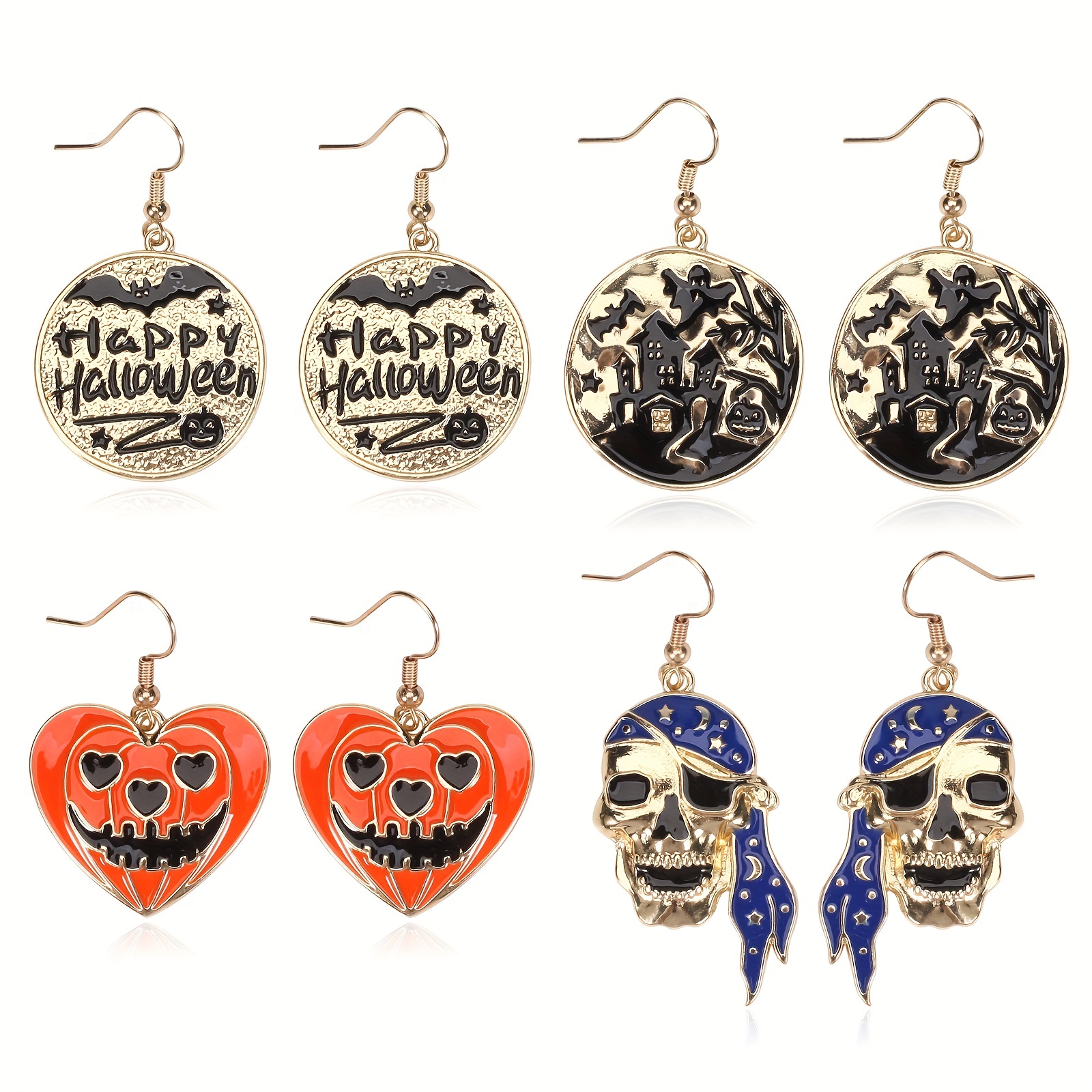 2pcs clip on earrings women skull ear clips clip on earrings for men  Halloween