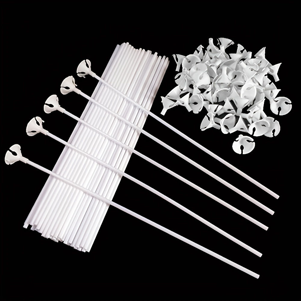 Balloon Sticks Plastic White Balloon Sticks Holders With - Temu