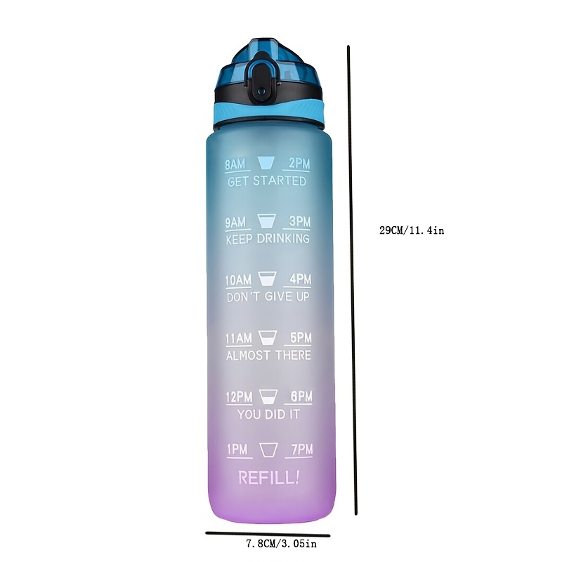 Leakproof Gradient Color Water Bottle With Time Mark And - Temu