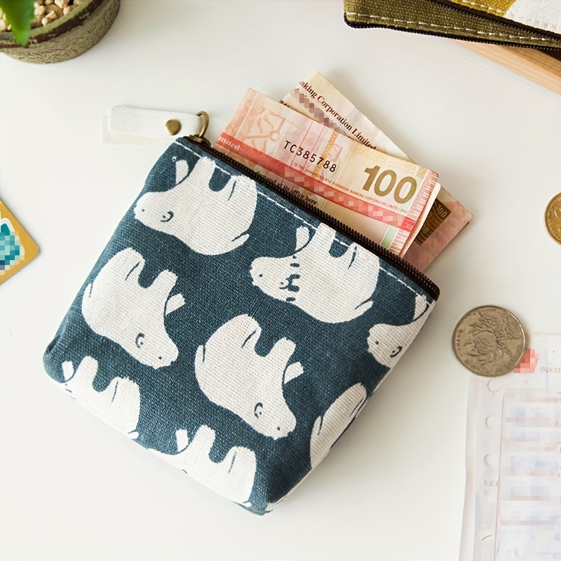 Mini Minimalist Zipper Pouch, Canvas Clutch Coin Purse, Versatile Portable Wallet,Temu