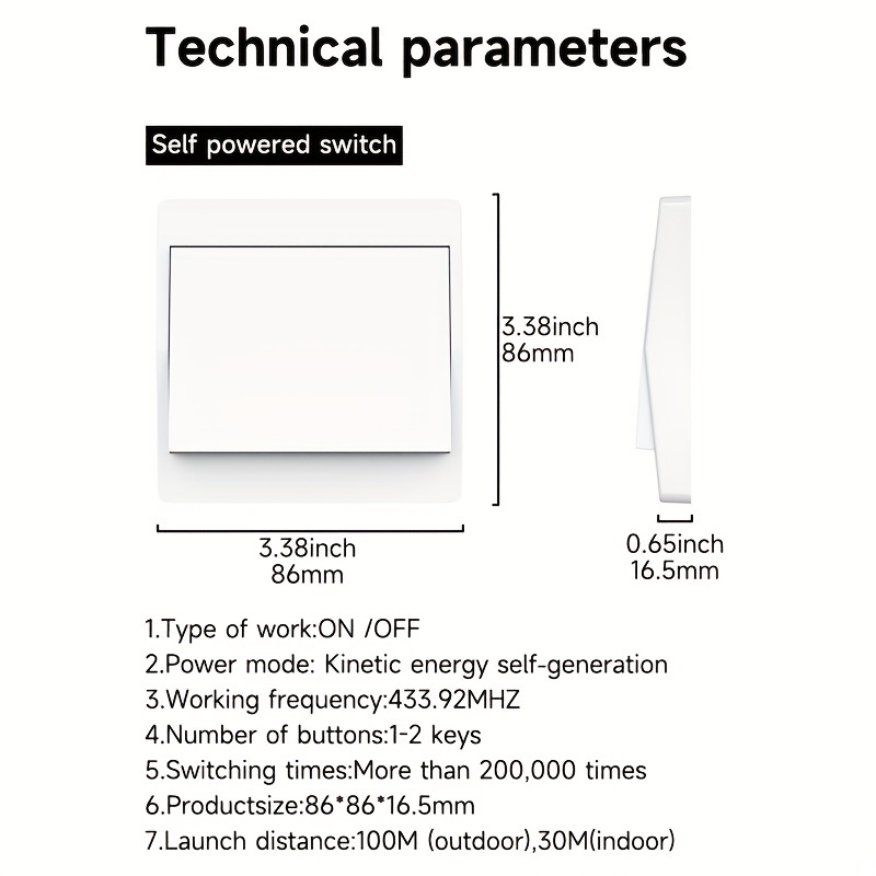 Remote Control Wireless Switch Kinetic Self-Powered Wall Light