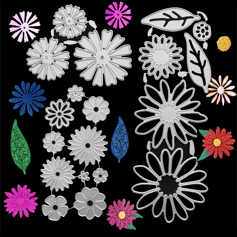 18Pcs Flower Metal Cutting Dies for Card Making, 3D Flowerpot Flower Leaf  Die Cuts Carbon Steel Flowers Leaves Cutting Die Embossing Stencils for DIY