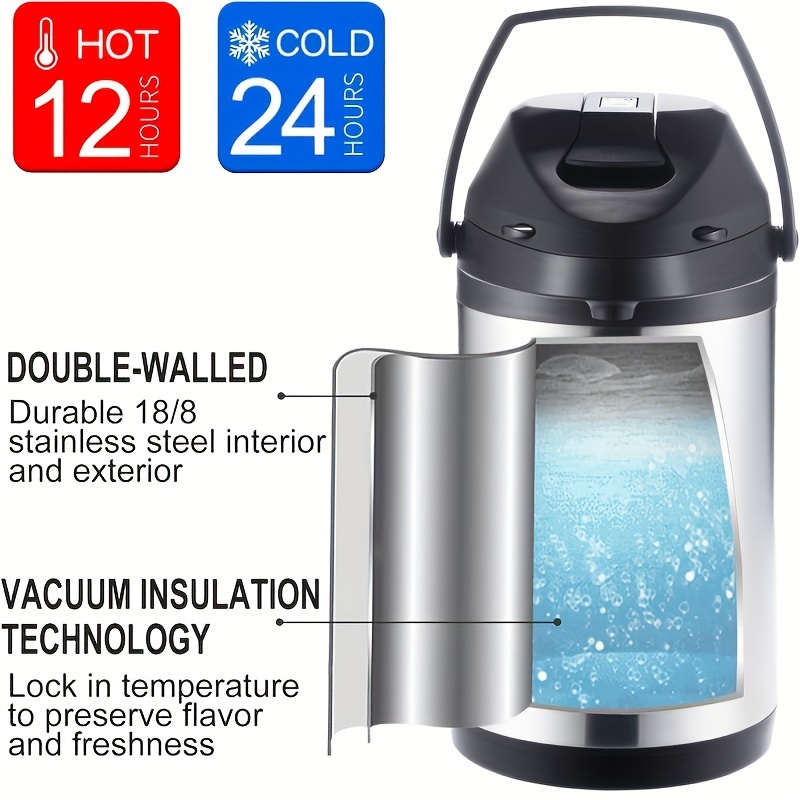 1pc 68oz Coffee Carafe Air pot Insulated Coffee hot water Urn Stainless  Steel Vacuum Thermal Pot Flask Dispenser for Coffee, Hot Water, Tea, Hot  Beverage - Keep 12 Hours Hot, 24 Hours
