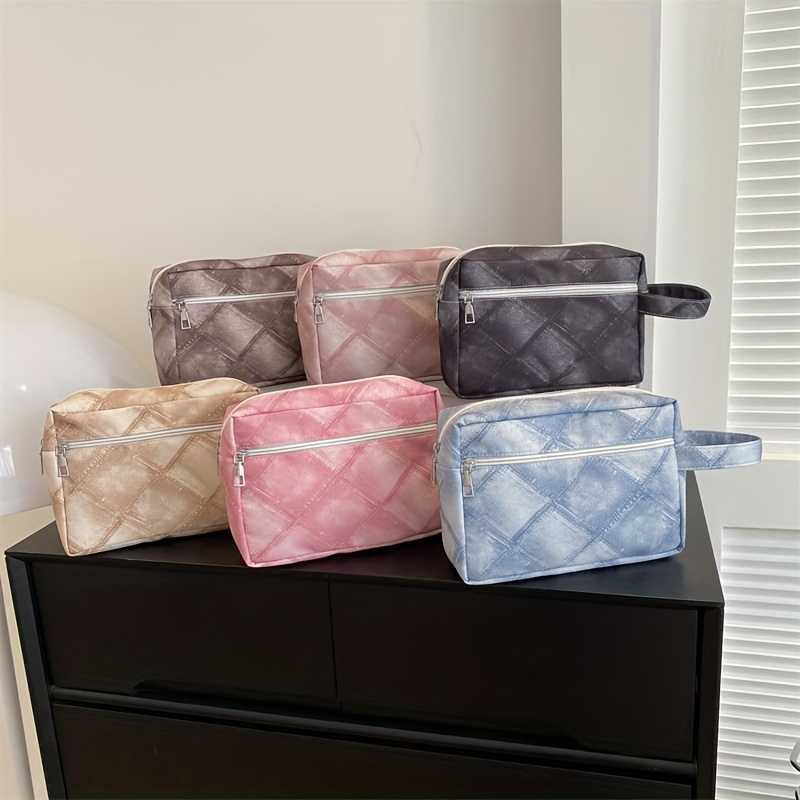 Portable Plaid Pattern Cosmetic Bag, Waterproof Makeup Storage Bag, Travel  Accessories Toiletry Bag - Temu