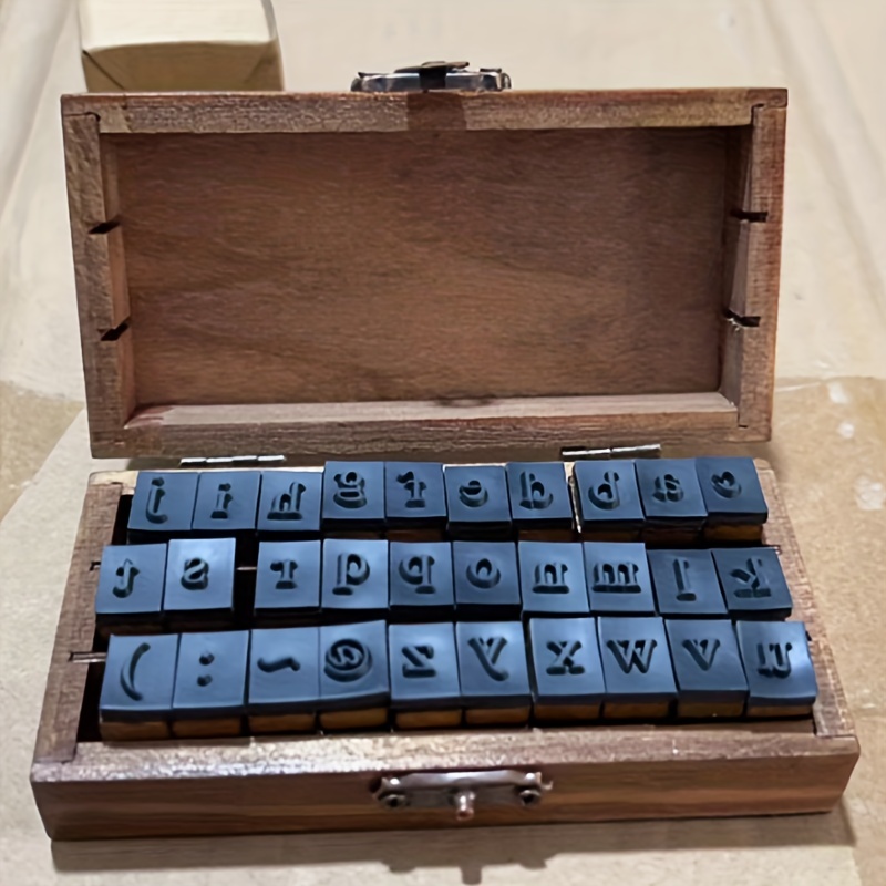 Vintage Alphabet Symbols Wooden Stamps School Office Craft - Temu