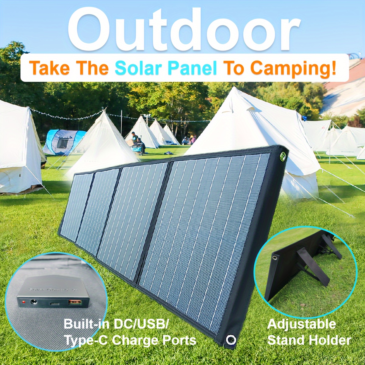 ソーラーパネル 100W 折りたたみ式 キャンプ 太陽光 アウトドアばななちょこの電気屋さん