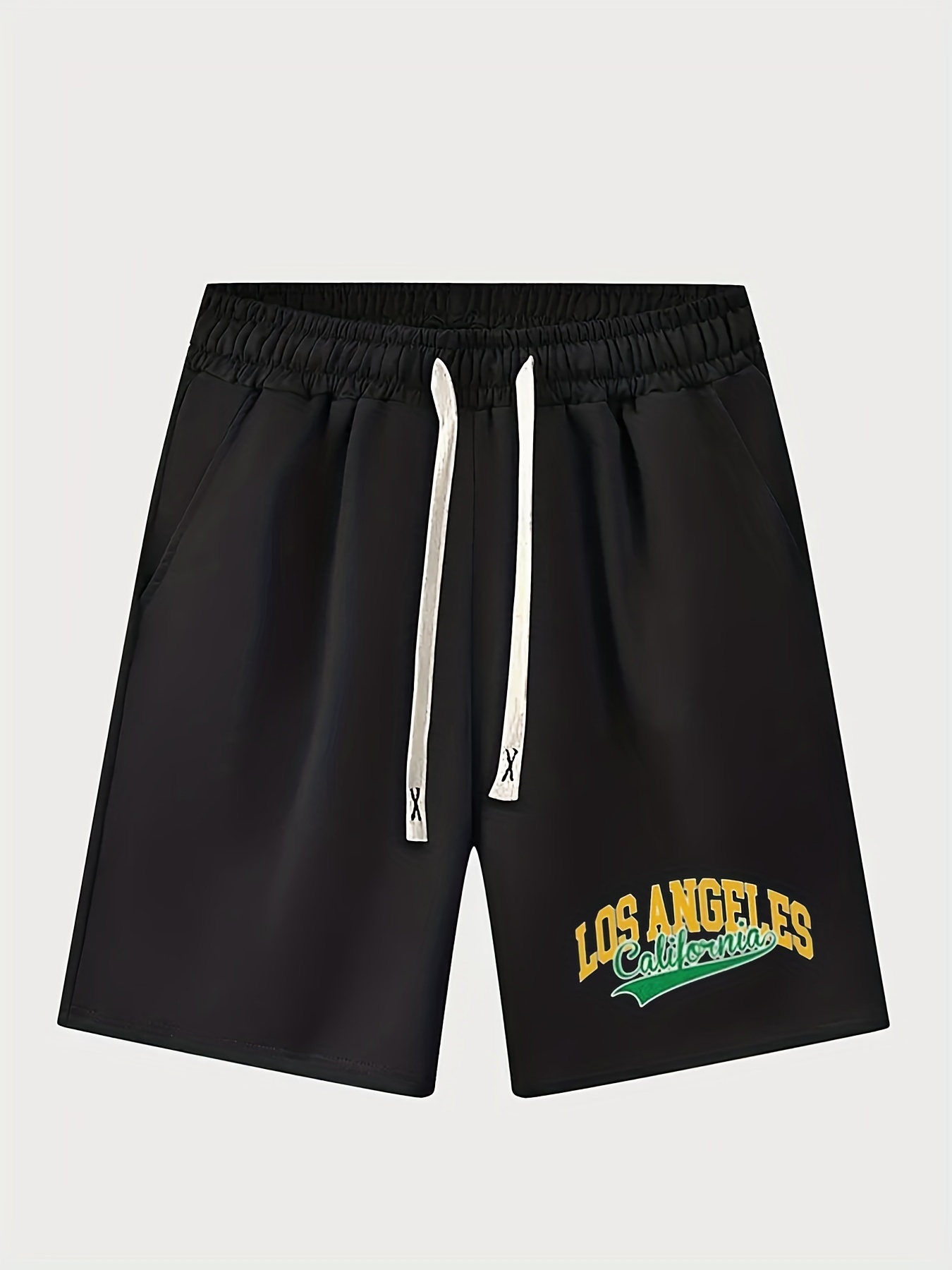 Mens Los Angeles Letter Graphic Shorts With Drawstring Waist 2