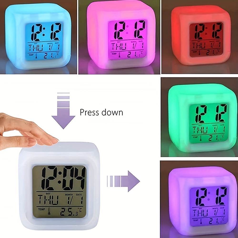 Reloj despertador para niños, reloj despertador digital con luz nocturna  que cambia de color táctil, multifunción, para dormitorios de niños