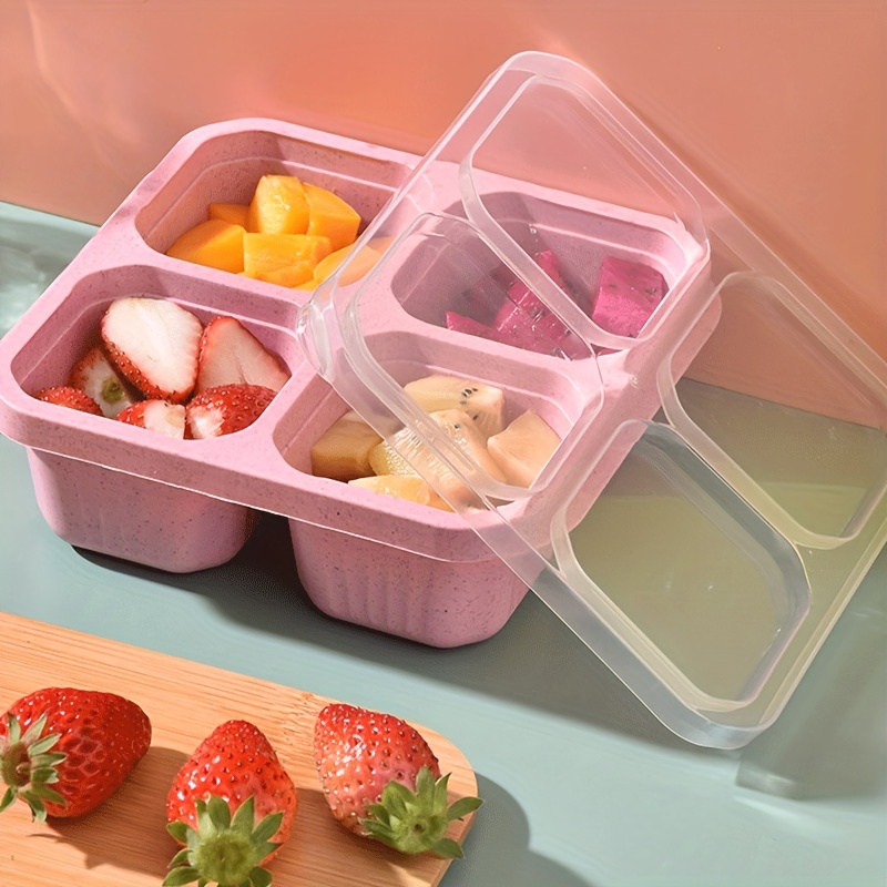 Wheat Straw Lunch Box For Office Workers, Rectangle Divided