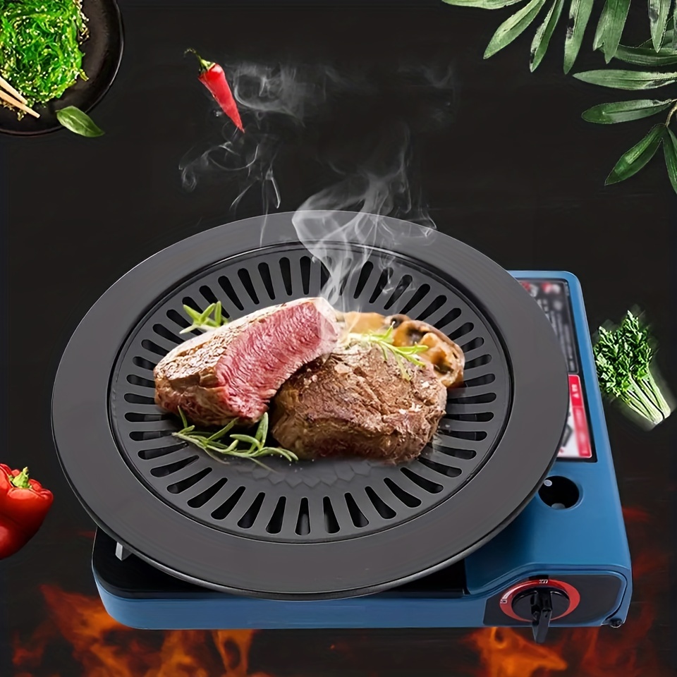 Korean BBQ Grill Pan, Stovetop Korean BBQ Non-stick Round Barbecue Grill  Pan, Smokeless Barbecue Plate for Indoor Outdoor Grilling, Stovetop Grill