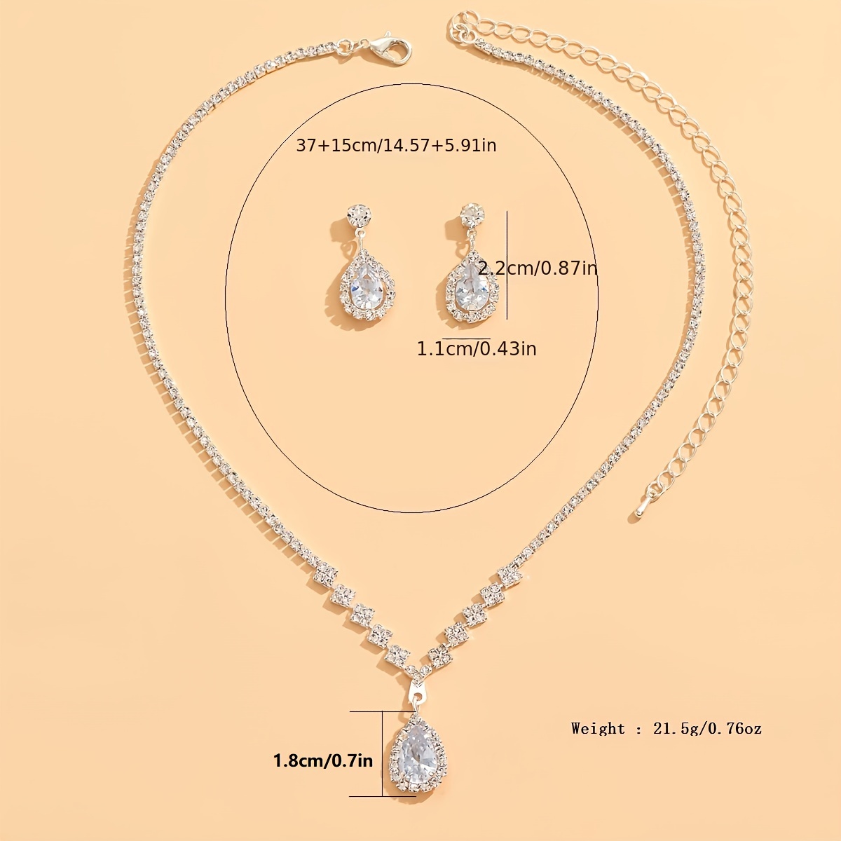 Minimalist Teardrop Shape Jewelry Set Inlaid Shiny Zircon - Temu