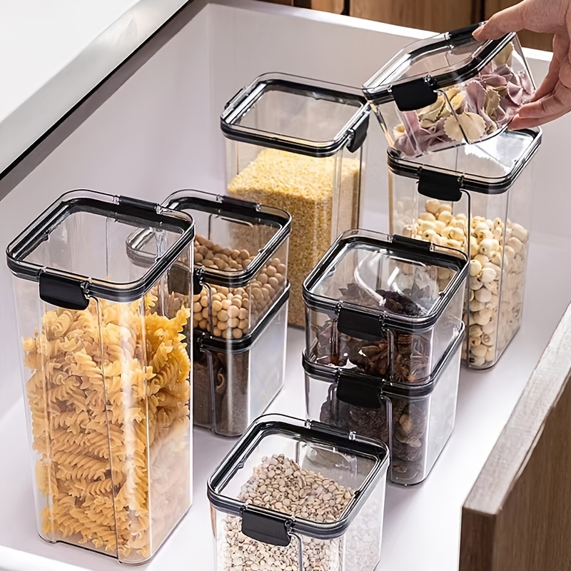 Kitchen Storage Box Plastic Organizer Boxes Cereal Dispenser Flour Pasta  Coffee Food Storage Container with Lid, Leak Proof