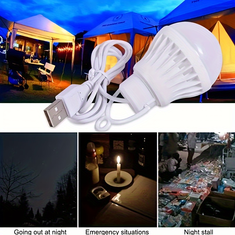 Bombillas recargables USB con control remoto, bombilla LED de 5 W para  lámparas E26 regulable, control táctil, luz de emergencia portátil con