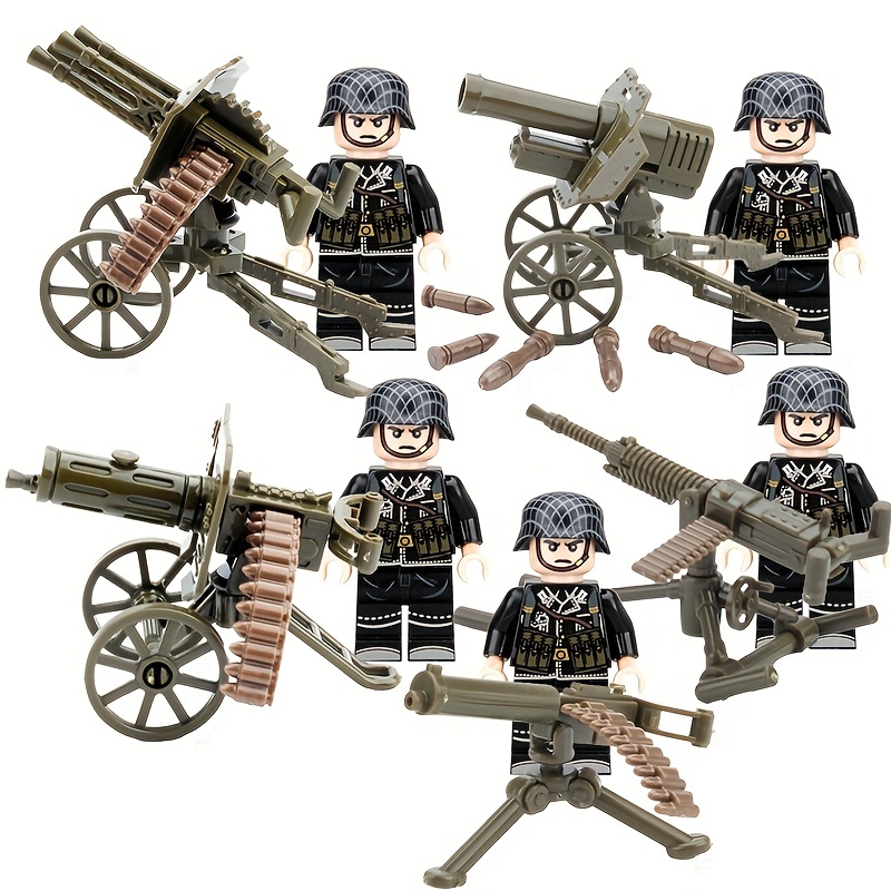 1 Set With 5 Soldiers And 5 Heavy Weapons Military Mountain Cannon Gun ...