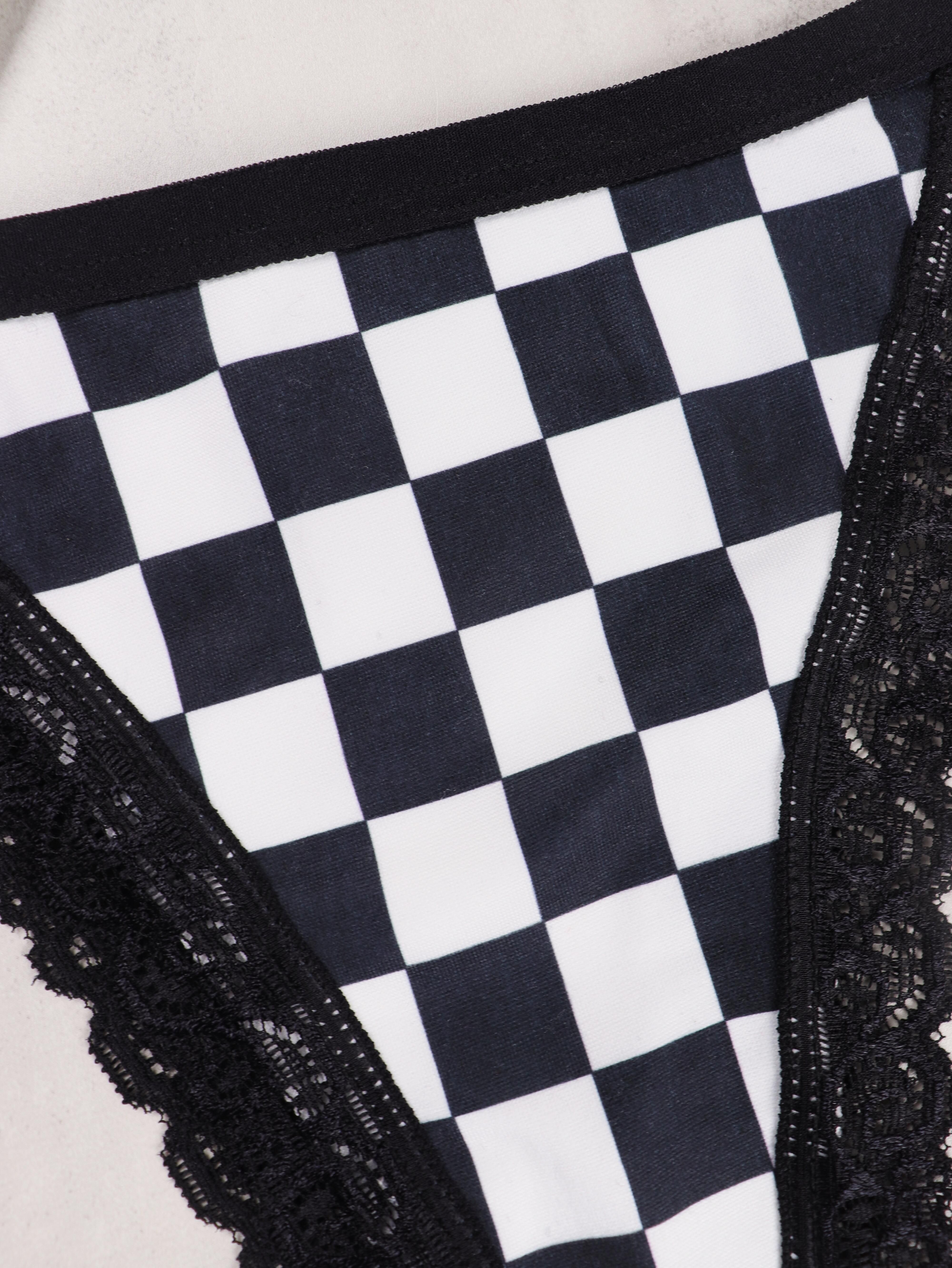 Plus Size Casual Underwear Women's Plus Chessboard Print - Temu
