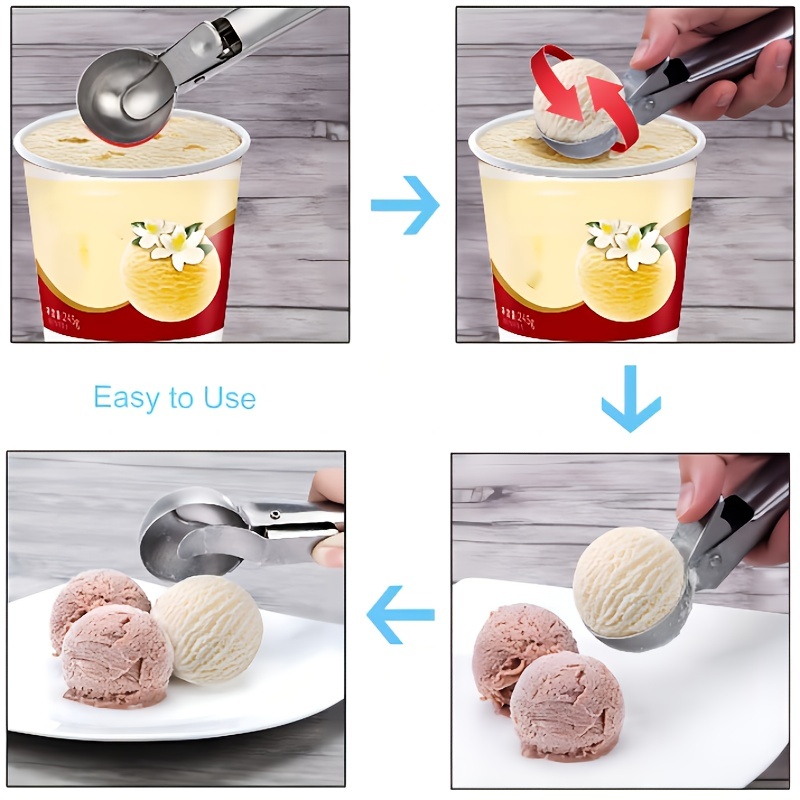 Stainless Steel Ice Cream Scoop With Trigger, Anti-freeze Handle, Icecream  Spoon Perfect For Gelatos, Frozen Yogurt, Sundaes - Temu