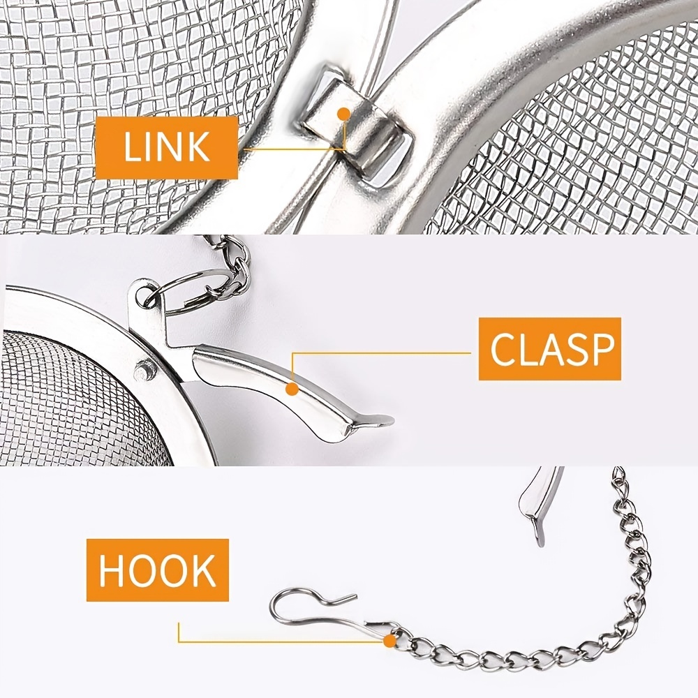 Tea Infuser Tealeaves Mesh Strainers Sieve Stainless Steel Particle Filters  Chain with Hook Coffee Herb Spice Diffuser Kitchen