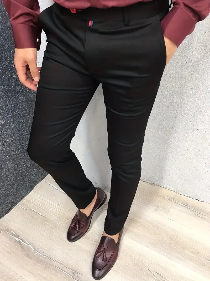 Classic Design Slim Fit Elegant Dress Pants Men's Semi - Temu