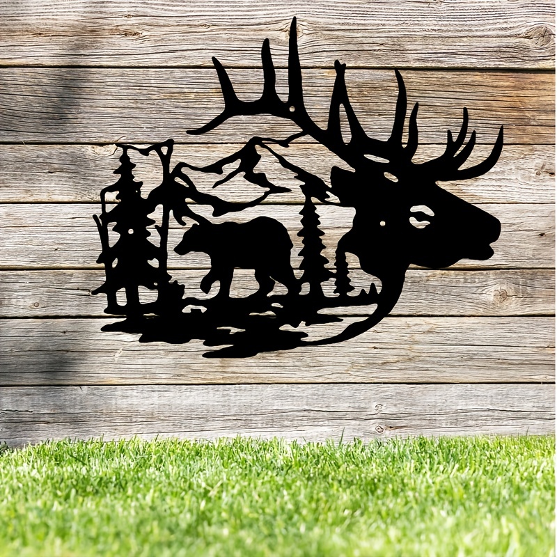 Wild Animal Wall Hanging Decor Deer Bear In The Forest Pine - Temu