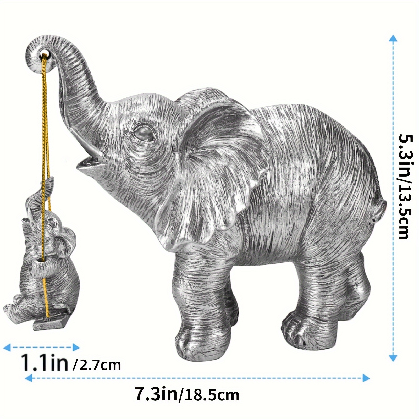 Elephant Statue. Gold Elephant Decor Brings Good Luck, Health, Strength.  Elephant Gifts for Women, Mom Gifts. Decorations Applicable Home, Office