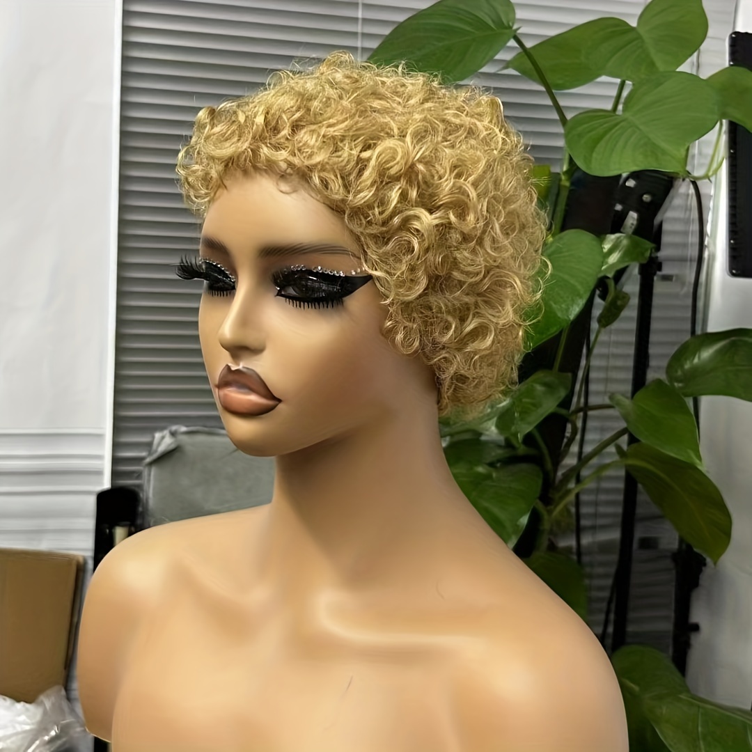 Afro Kinky Curly Wigs With Bangs 100% Human Hair Full Machine Made Scalp  Top Wig