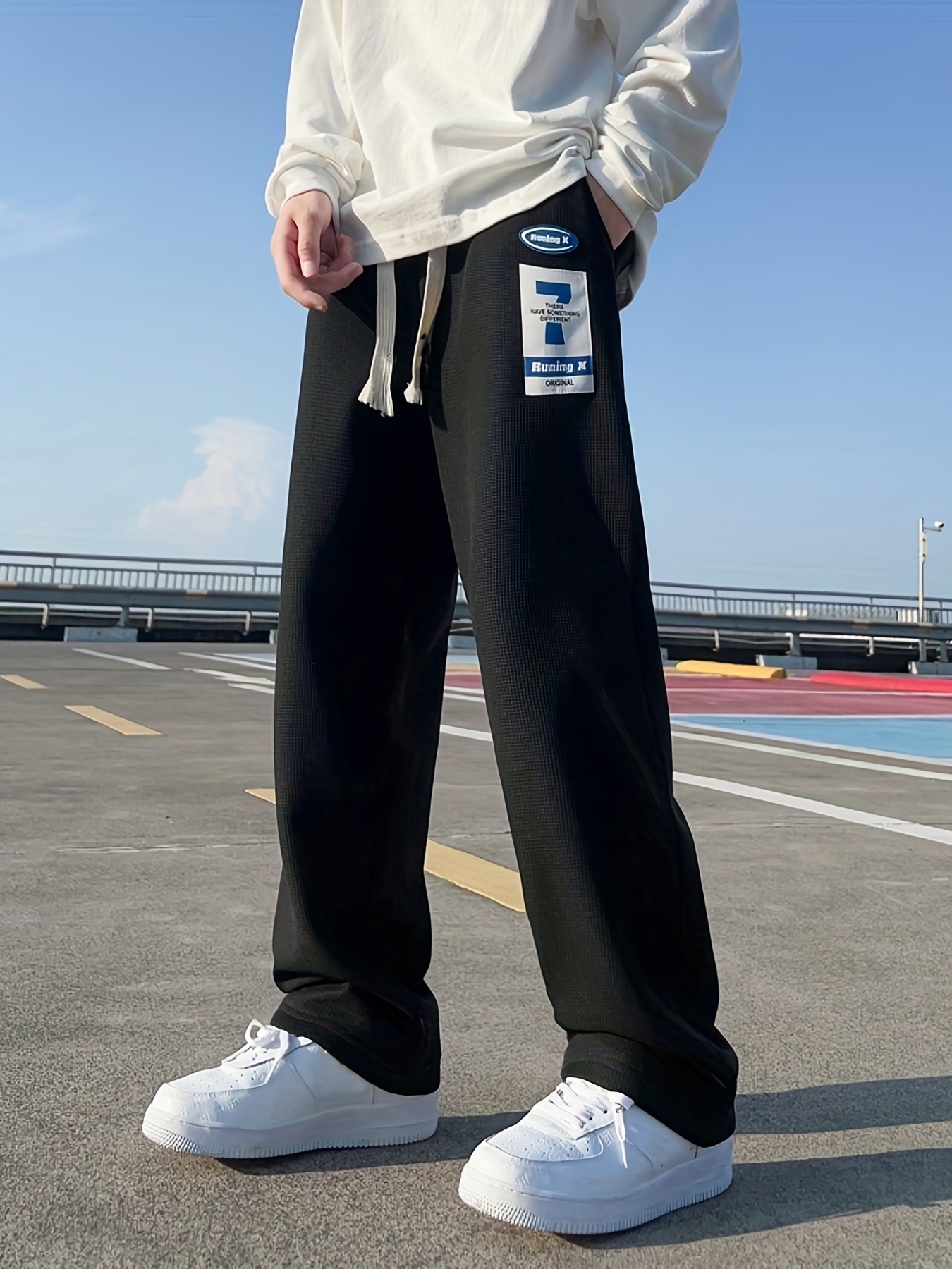 Spring Wide-leg velour pants Men's Fashion Casual Korean