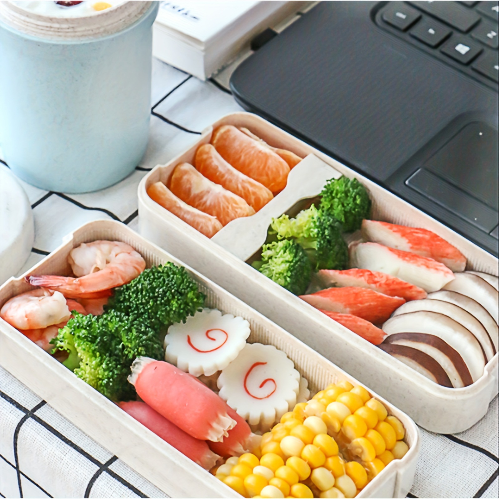 Bento Box For Kids Adults Lunch Box With 3 Compartment, Wheat