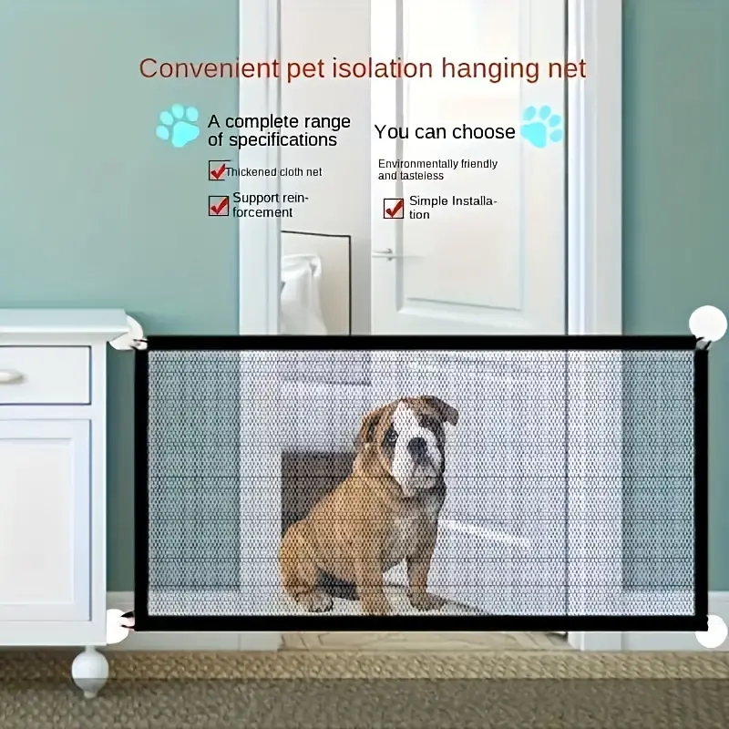 Haustier Hundegitter Netzwerkzaun Treppe Faltbarer Atmungsaktiver Mesh-Einschluss Hundegitter Sicherheitsbarriere Haustier-Spielplatz Details 1