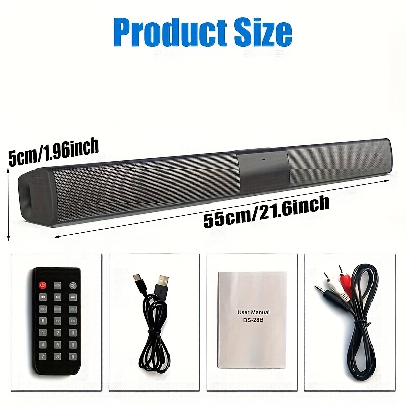 20W TV Sound Bar Subwoofer Music Player Wired Wireless Home Surround Sound  Bar For Computer Cinema TV Speaker