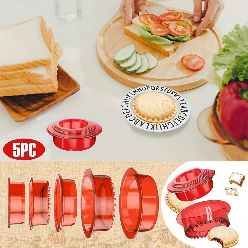5 Pcs of 2 Sets Bread Sandwich Maker Mold-Uncrustables Sandwich Cutter for  Kids