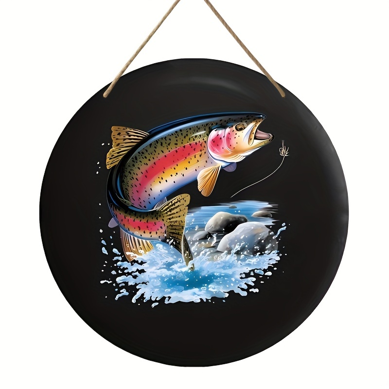 Fishing Wall Wood Painting Decoration Retro Metal Logo - Temu