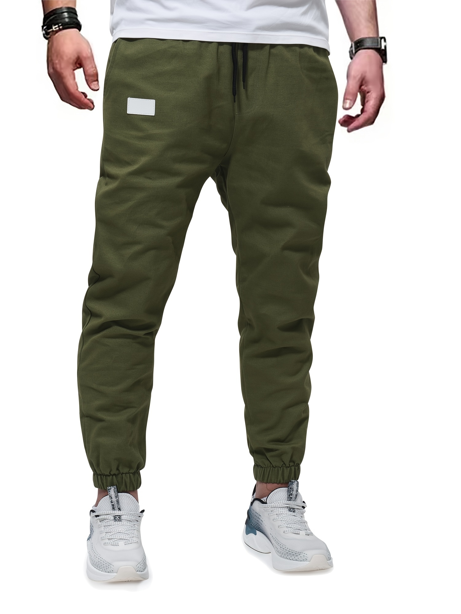 Olive Green Solid Color Kids Unisex Pants Children Guard Trousers Elastic  Waistband Joggers With 2 Pockets Plus Size Available 