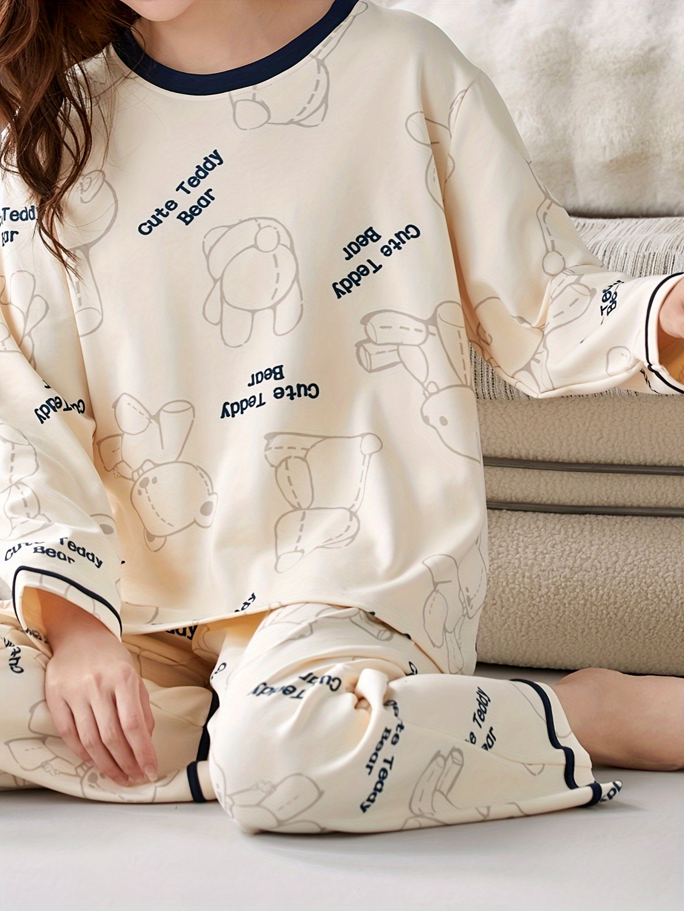 Conjunto De Pijama Com Estampa De Urso Desenhos Animados - Temu Portugal