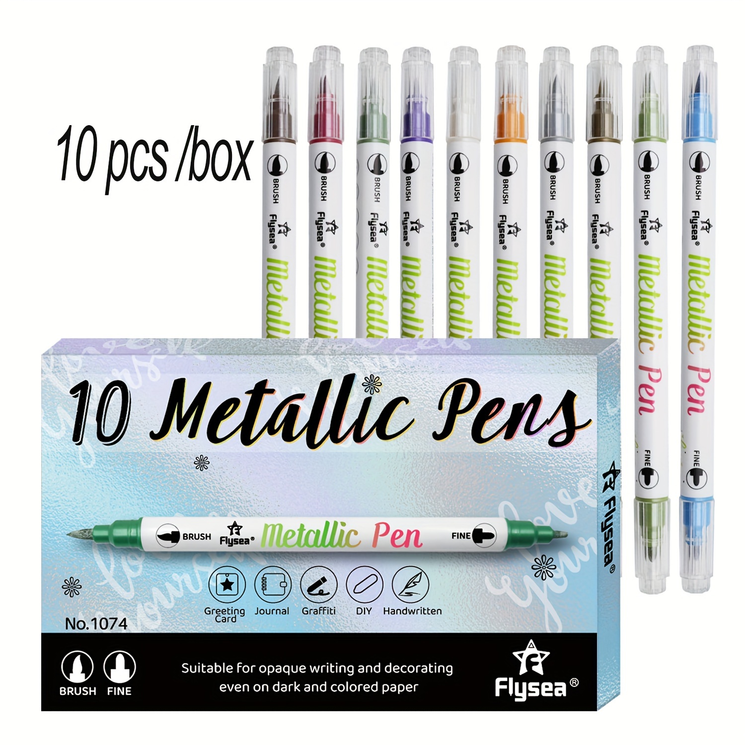 10 Colors Metallic Brush Pen Markers Brush Pens For Fabric - Temu