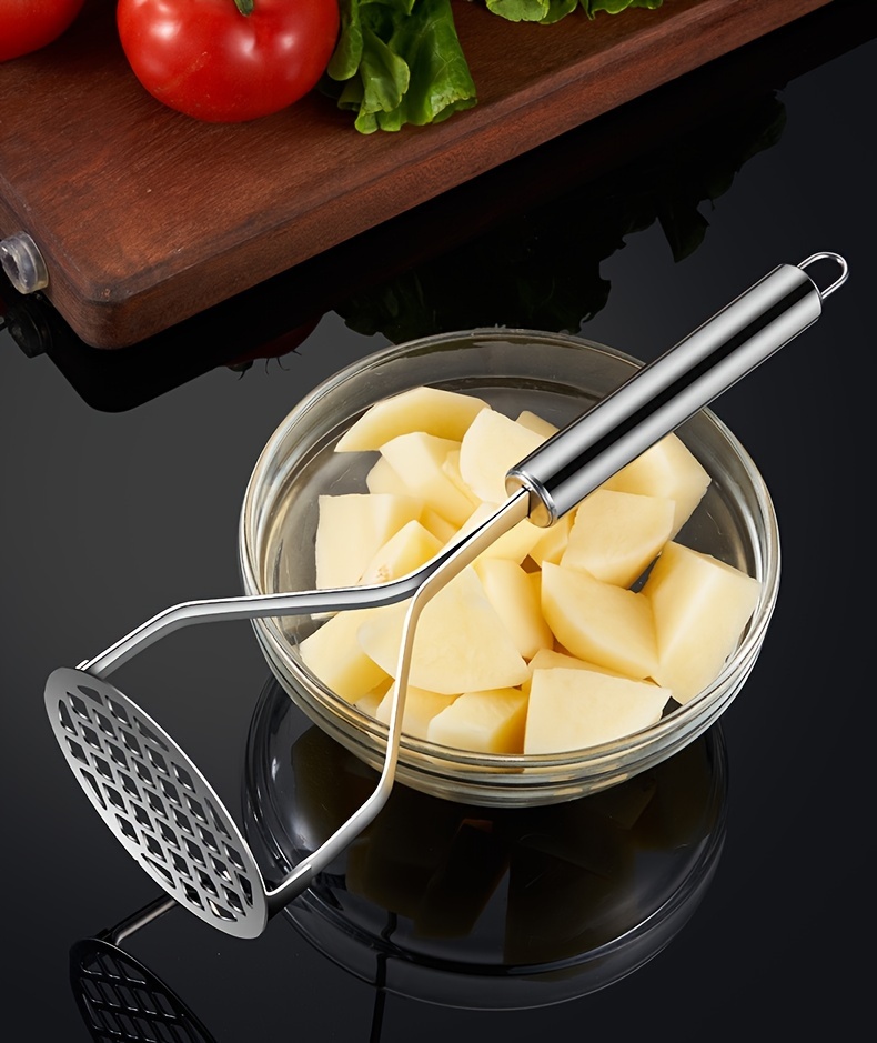 stainless steel potato masher manual kitchen tool for mashing potatoes and pumpkins food contact safe cookware details 1