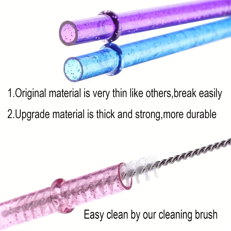 Dakoufish 5-13 Inch 7color tritan tumbler plastic straws reusable 1mm thick  set of 12 pcs with brush