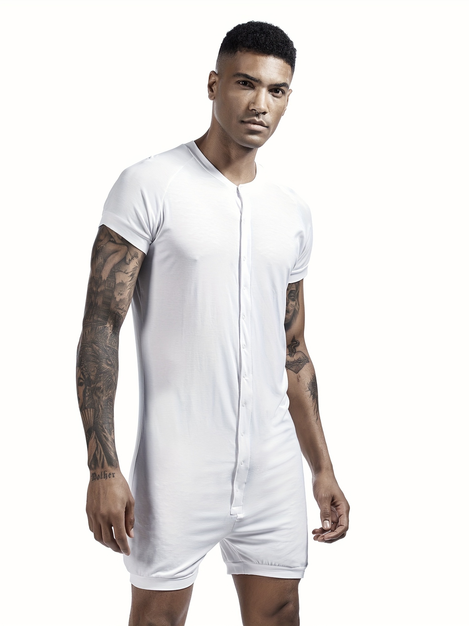 Men s Sexy Comfortable Short Sleeve Onesie Loungewear Fun And