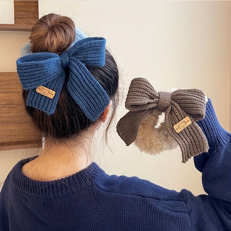 Women's Fleece Headband Tie Hairband Yarn Hair Accessories Bow