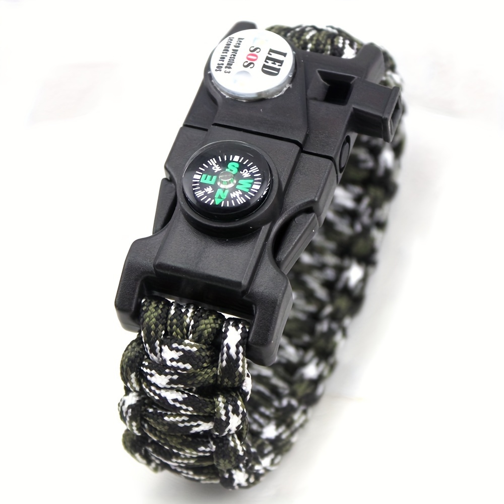 Survival bracelet in black military paracord 5in1, knife, whistle, compass,  lighter, rescue rope