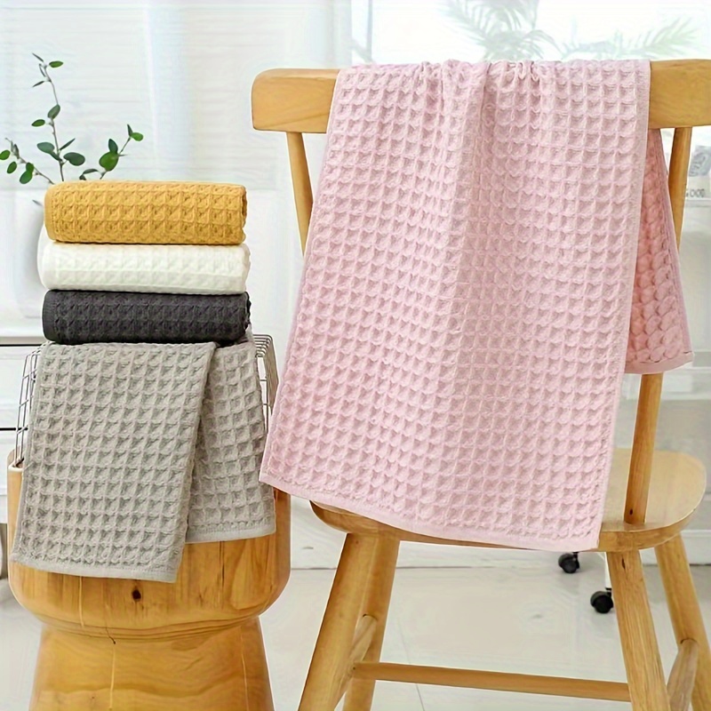 Waffle Hand Towel Set, Household Cotton Hand Towel, Soft Solid Color Face  Towel, Plain Absorbent Towel For Home Bathroom, Bathroom Supplies, - Temu