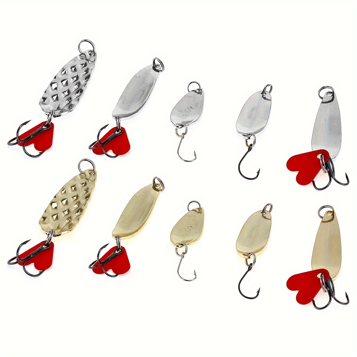 10pcs Fishing Metal Spoon Lure Set, Golden/Silvery Spinner Lure, Outdoor  Fishing Tackle