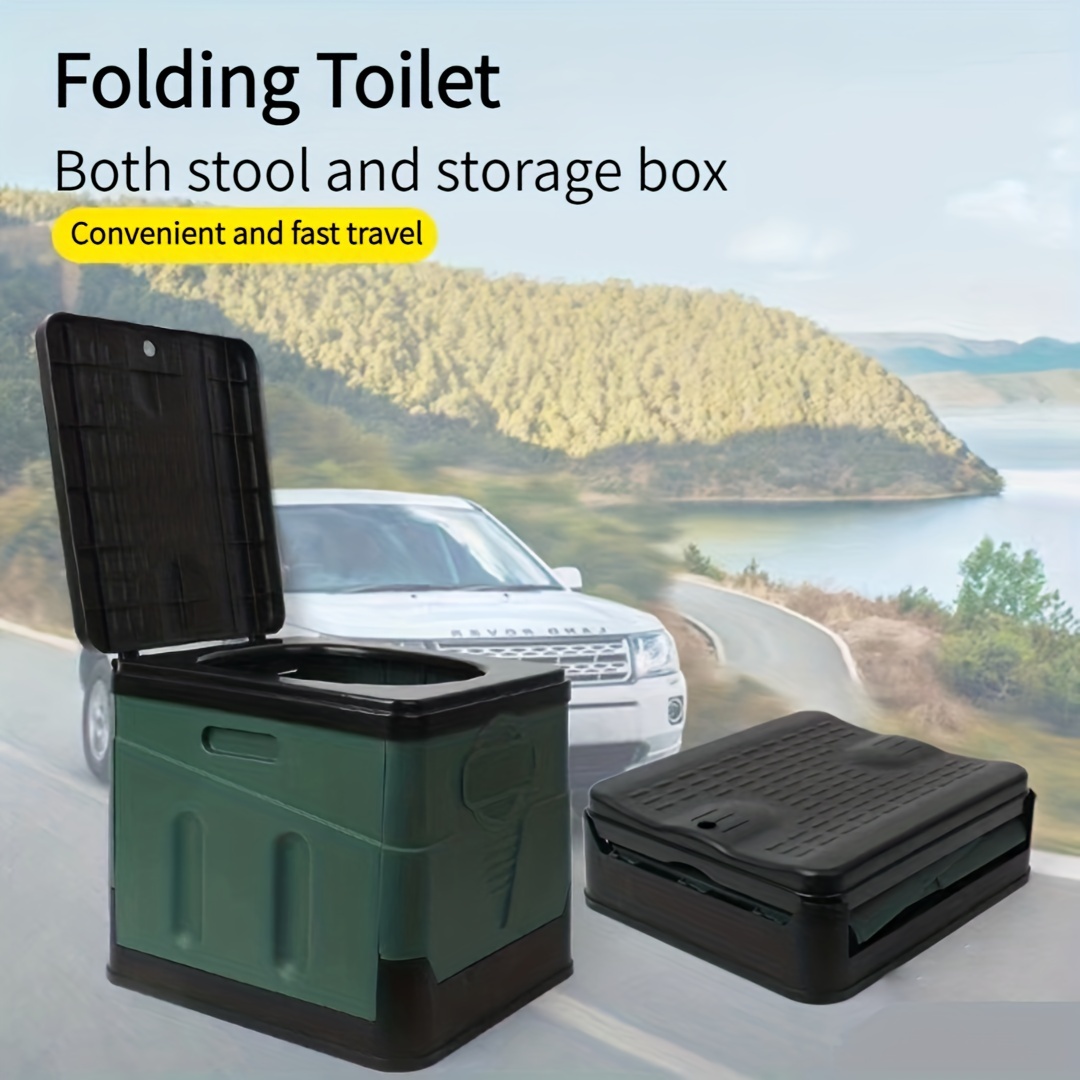 Toilette de Camping Portable pour Enfant Adulte,Siège de Toilette Extérieur  Pliant Solide Poubelle