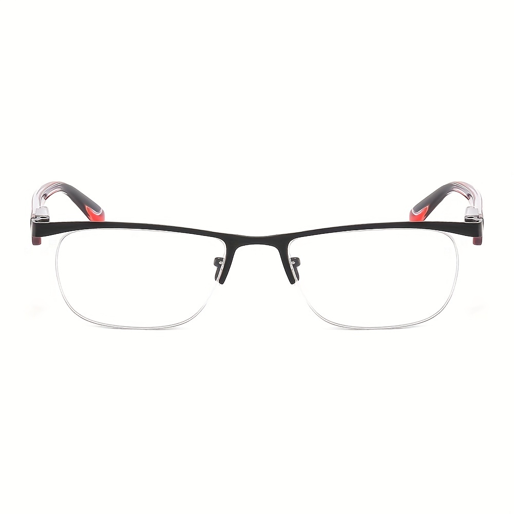 Men's Half Frame Metal Retro Glasses Anti Light Reading Glasses