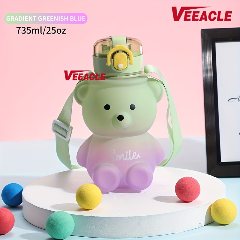 1400ML-1000ML Kawaii Bear Water Bottles for Children Girls Drinking Cup  Kids School Outdoor Bottle With Straw Portable Strap