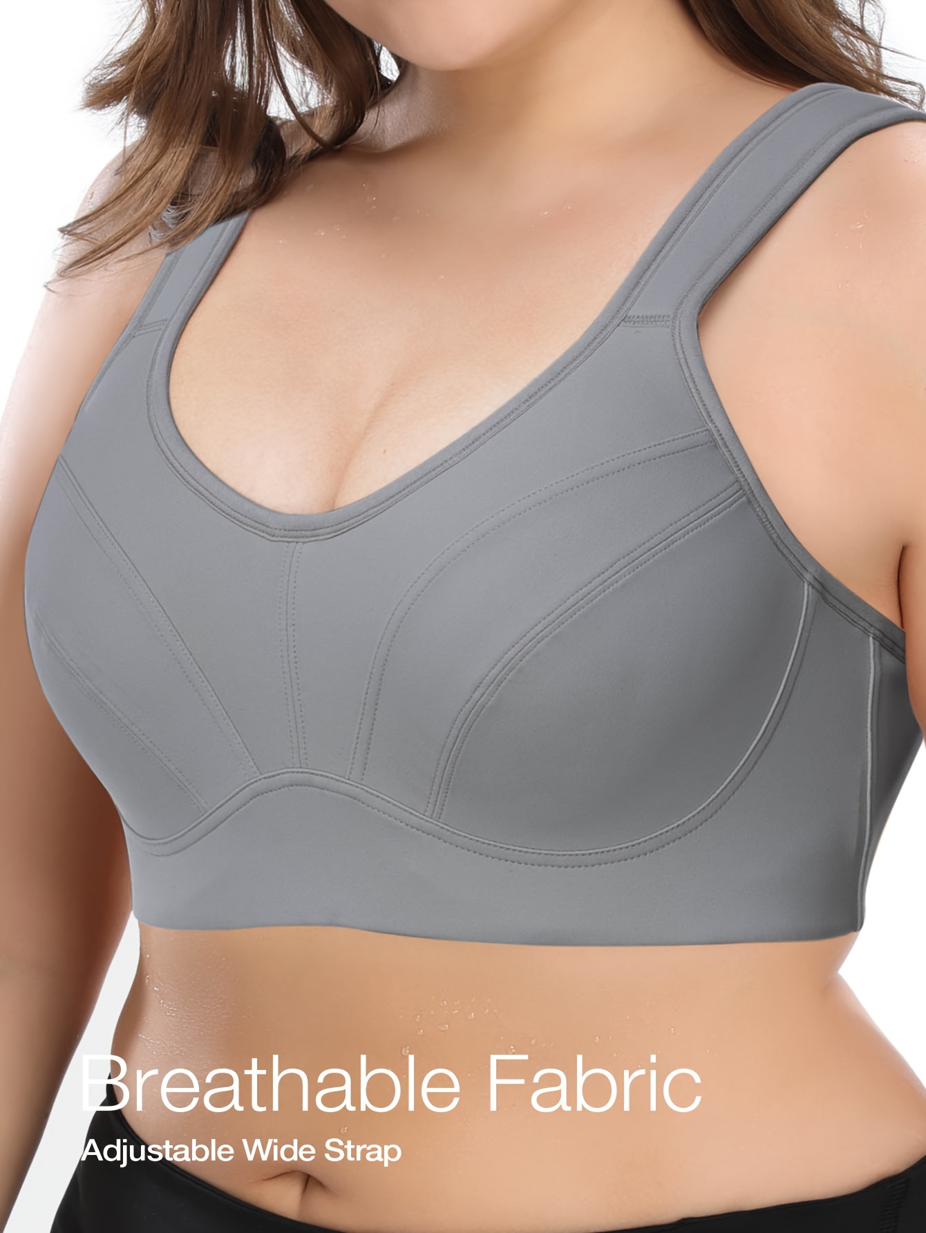 Plus Size Comfy Sports Bra Women's Plus Full Cover - Temu